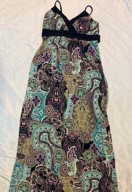 J.B.S. LTD. Paisley Print Empire Waist Maxi Dress Whimsical Dressy Casual Size 8